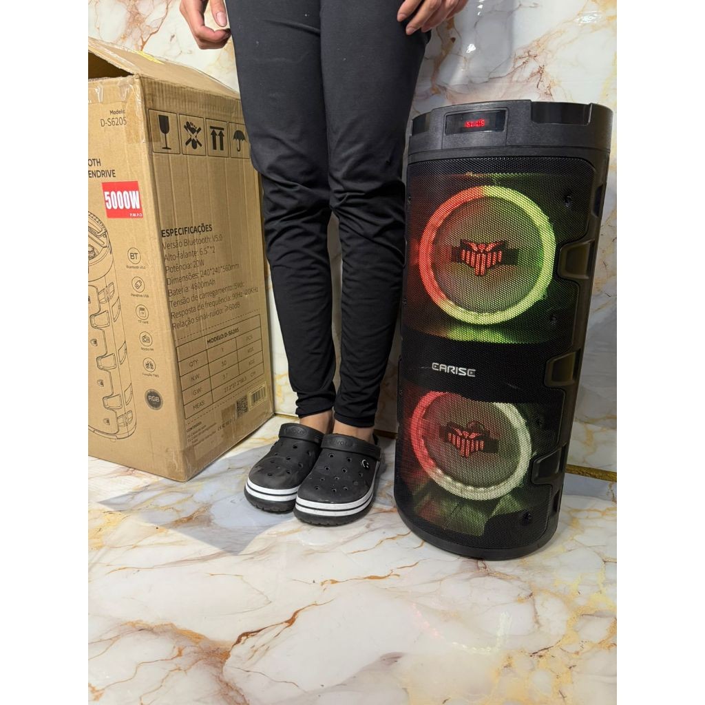 mega torre caixa de Som gigante potente 5000w 60cm super alta bluetooth ...