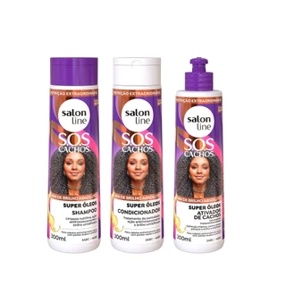 Kit SOS Cachos Super Óleos com Shampoo + Condicionador e Ativador de Cachos Salon Line em Oferta na Shopee