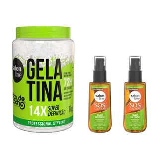Kit Gelatina #todecacho Super Definição + 2 Óleos SOS Cachos Óleo de Coco em Oferta na Shopee