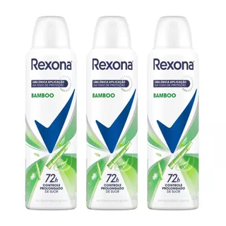 Kit 3 Desodorante Antitranspirante Aerosol Feminino Rexona Bamboo 72 horas 150ml