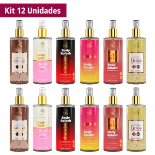 Kit 12 Body Splash Feminino 200ml | Desodorante Colônia Spray Corporal Pure Nature