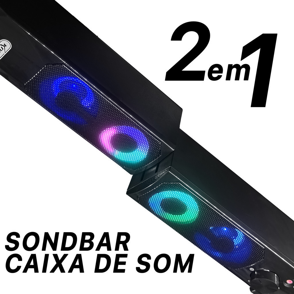 Caixa de Som SoundBar PC Gamer Subwoofer P2 LED RGB PC Notebook Celular Tablet — imagem 2