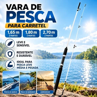 Vara De Pesca Para Carretel 1,65/1,80/2,70 Dividida Em 2 Partes Pesca Leve/Média/Pesada