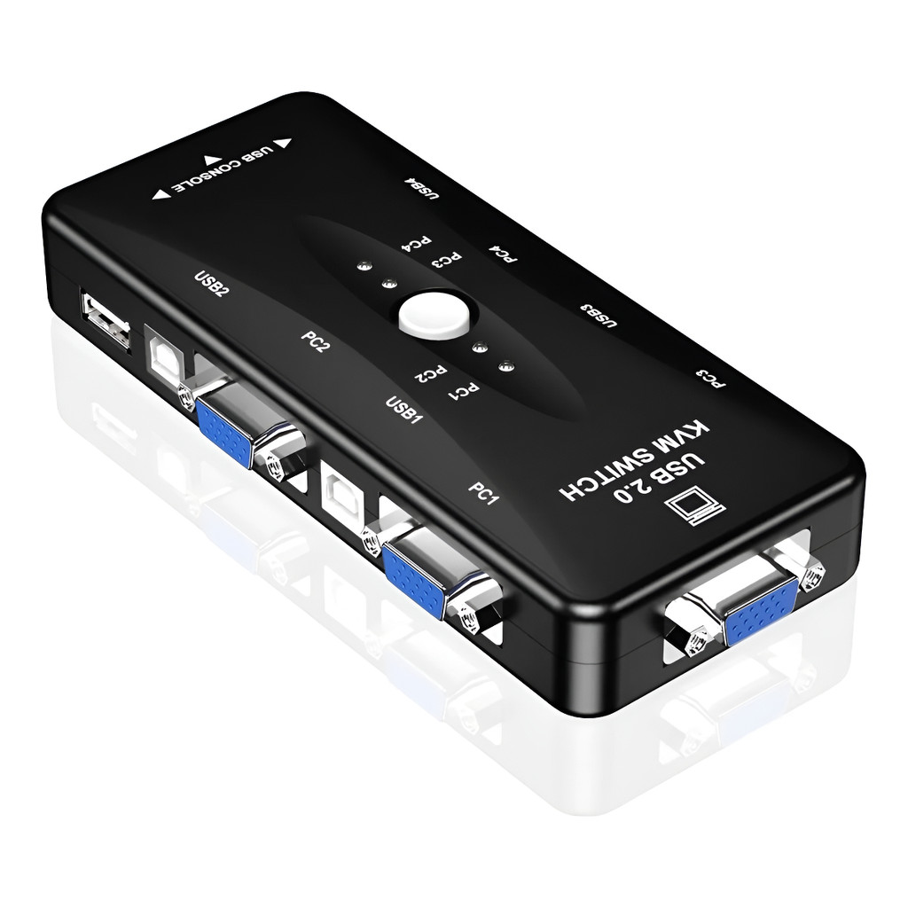 Kvm Switch 4 Portas Vga Usb Ideal Para 4 Computadores