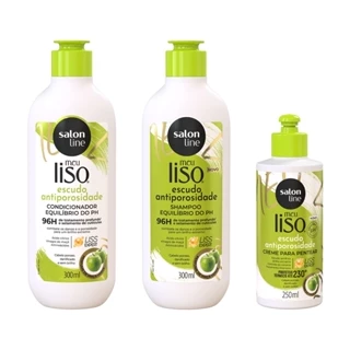 Kit Shampoo + Condicionador + Creme para Pentear Meu Liso Antiporosidade em Oferta na Shopee