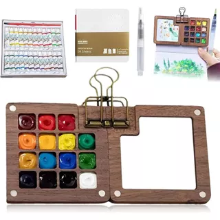 Mini Conjunto De Aquarela , Conjuntos De Tinta Viagem Em Kit De Paleta De Pintura , De Artista De Bolso , Caixa De Grade