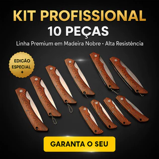 KIT 10 canivetes tipo chaveiro 16,5 cm cabo amadeirado Bolso Inox Multifuncional Coleção