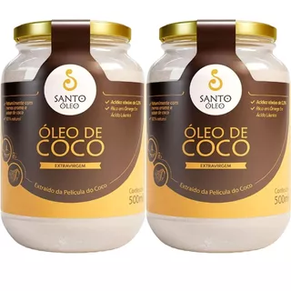 Kit 2X Óleo de Coco Extra Virgem de Película - 500ml - Santo Óleo