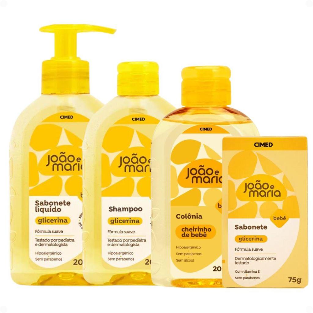 Kit Cimed João e Maria: Sabonete Liquído 200ml, Shampoo 200ml, Sabonete ...