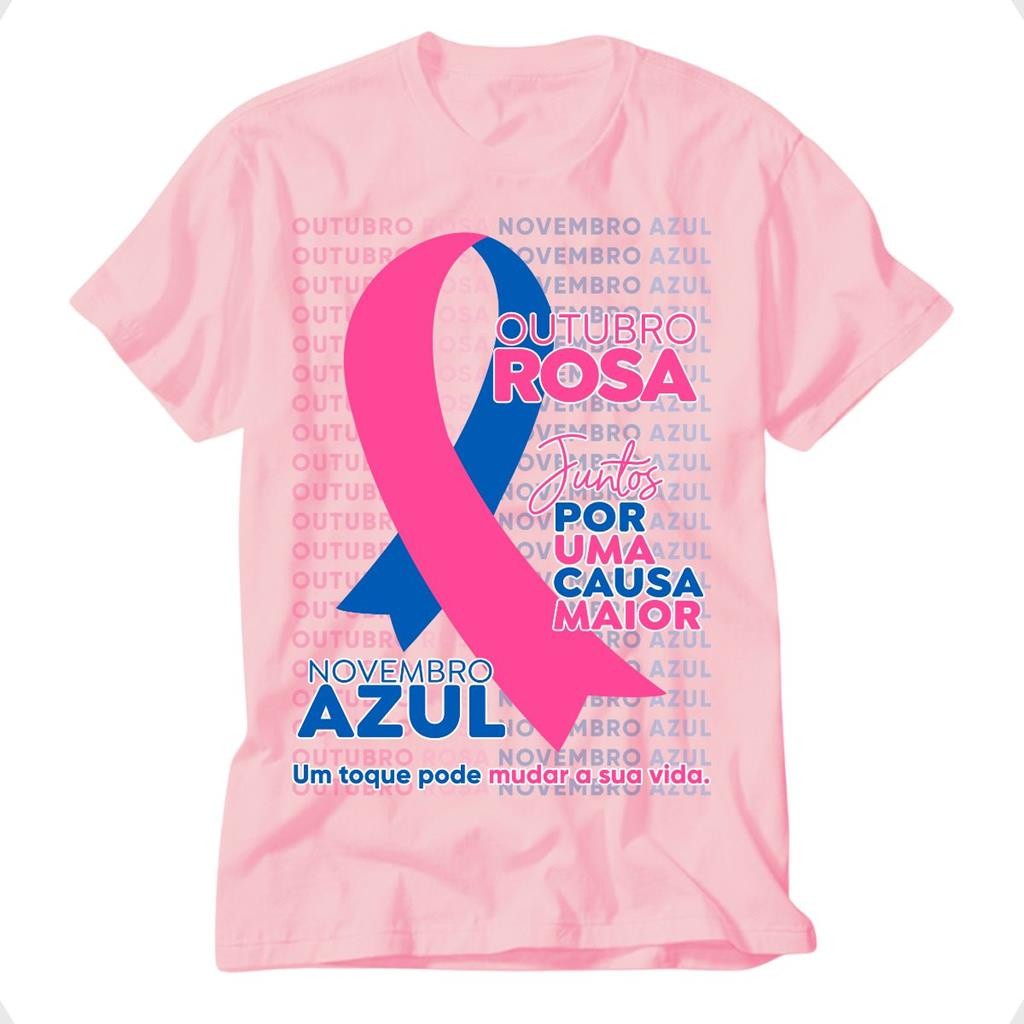Camiseta outubro rosa e novembro azul laco que nos une e a vida unissex ...