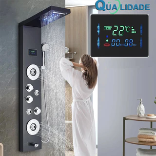 Preto LED Painel Do Chuveiro Torneira Misturador Para Banheira Torneira Com Massagem SPA Corporal em Oferta na Shopee