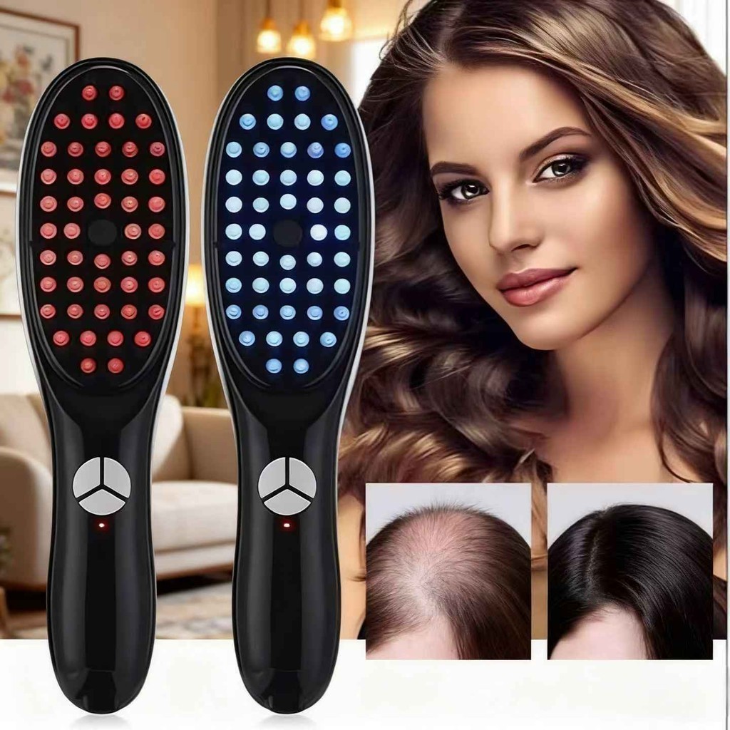 Pente Massageador Capilar com Spray, Vibração e Luz LED