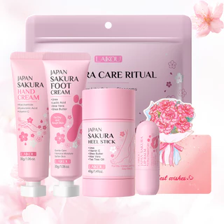 LAIKOU Sakura Conjunto De Cuidados Labiais Para Mãos E Pés Kit De 5 Peças-Umidade Final Calcanhares , Lábios Pele Com A em Oferta na Shopee