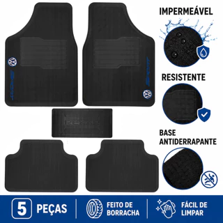 Kit Tapete Automotivo VW 5 Peças Antiderrapante Impermeável Polo Saveiro Virtus Nivus T-Cross Gol