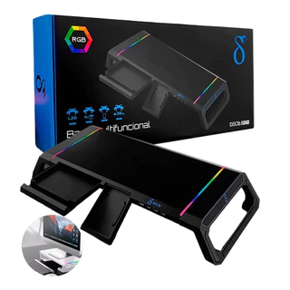 Base Pra monitor gamer luz RGBSuporte para Notebook com 4 USB e armazenamento e proporciona altura confortável ATEK B104