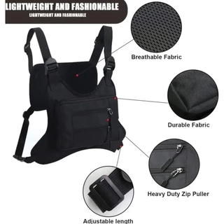 Mochila Pochete Tática Masculina Impermeável Preta Versátil - Bolsa de Peito Esportiva
