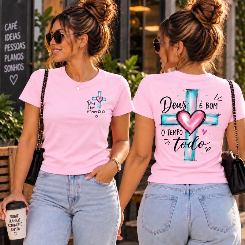 Baby Looke Camiseta Feminina T-Shirt Blusa Com Dizer Cristão Manga ...