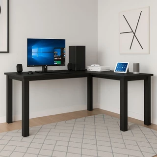 Escrivaninha em L Industrial Estilo Vintage – Mesa Gamer de Madeira - Ideal p/ Home Office