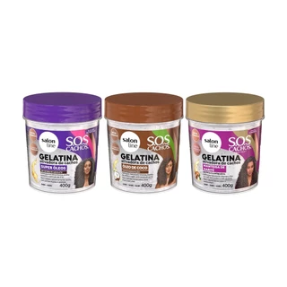 Kit Gelatinas SOS Cachos Nutrição, Hidratação e Antifrizz em Oferta na Shopee