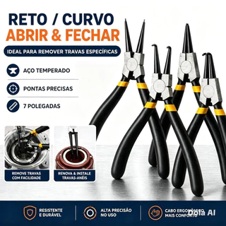 Jogo Kit Alicates Para Trava Anel 4 Peças Interno E Externo LWJ-1970