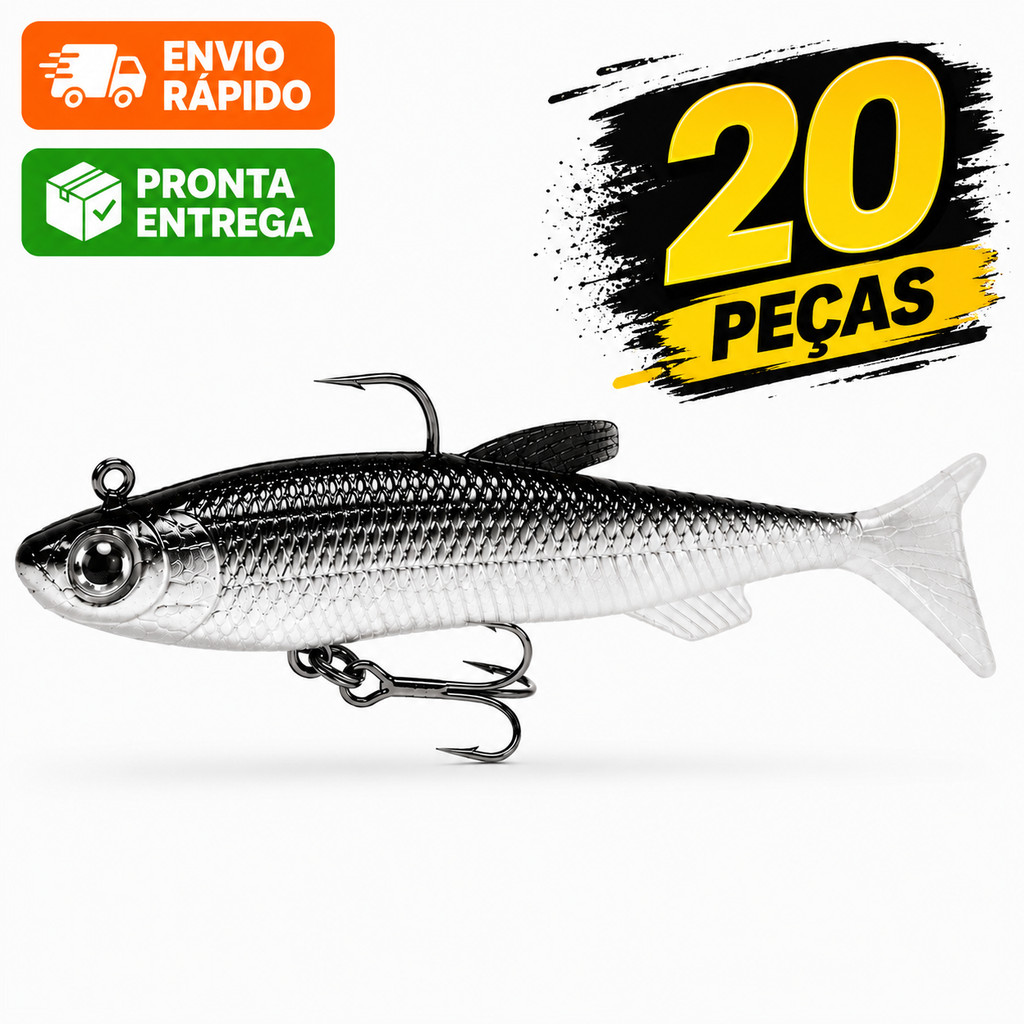 Kit 5/10/20 Iscas Artificial Soft Bait Tucunaré Traira Corvina