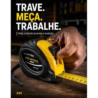 Trena 5 Metros Fita Métrica Reforçada Emborrachada Com Trava