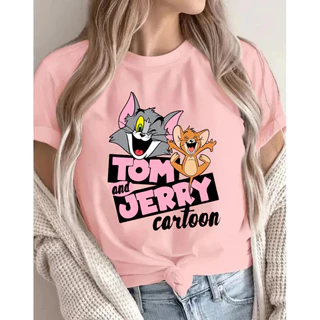 Blusa Tshirt Tom e Jerry Linda Camiseta Feminina 100% Algodão Confortável Camisa Premium