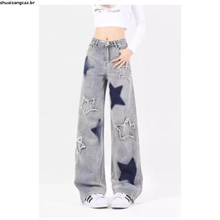 GINZOUS Calça Jeans Masculina Reta - Estampa Borboletas E Detalhes Em Borlas