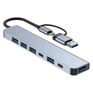 Hub USB-C 7 Portas USB 3.0 Expansor USB Tipo-C para Notebook, PC, MacBook Plug & Play