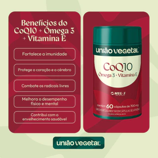 CoQ10 + Ômega 3 + Vitamina E | Energia Celular, Saúde Cardiovascular & Antioxidante | 60 cápsulas