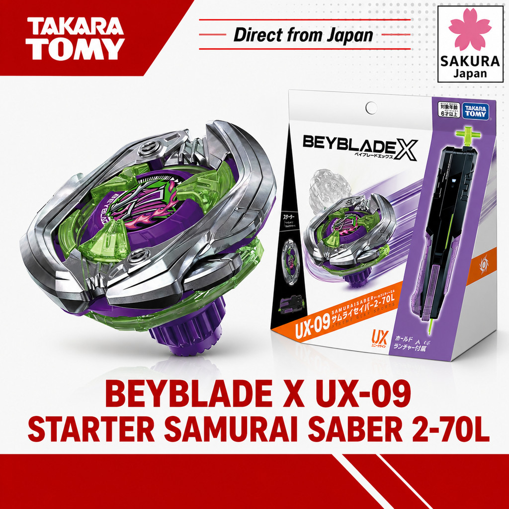 BEYBLADE X UX-09 Starter Samurai Saber 2-70L | Shopee Brasil