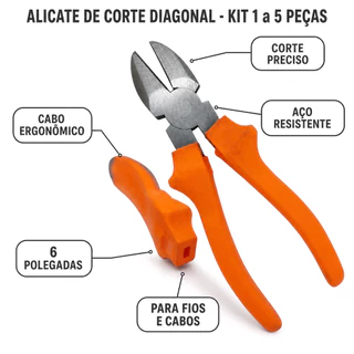 Alicate De Corte Diagonal Para Fios E Cabos 6 Polegadas Kit 1 A 5