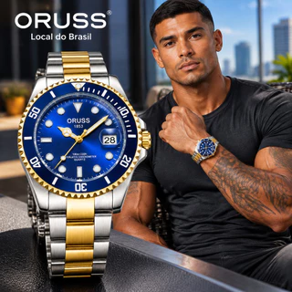 Local do Brasil【Alta Qualidade】Relógio Masculino ORUSS negócios Prova D'água Casual SG