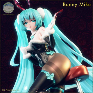 Hatsune Miku Vocaloid Bunny Miku Action Figure Miniatura Colecionável Estatua Artesanal Boneco 3D