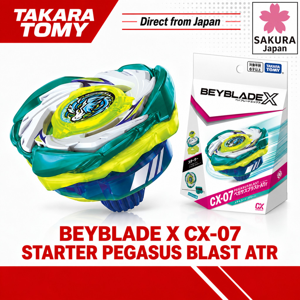 Takara Tomy BEYBLADE X CX-07 Starter Pegasus Blast ATr | Shopee Brasil