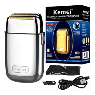 Máquina Barbear Cortar Cabelo Kemei Tx1 Portátil prata Recarregável Bivolt 110V/220V