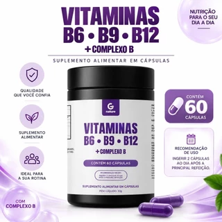 Complexo B Gnature Vitaminas B6 B9 B12 500mg C/60 Cápsulas