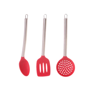 Kit de Inox Com Silicone 3 Peças Vermelho em Oferta na Shopee