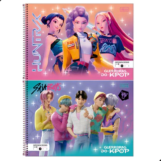 Kit 2 Caderno De Desenho Guerreiras Do K-Pop Tilibra Grande Cartografia Cart Huntrix Saja Boys Rosa