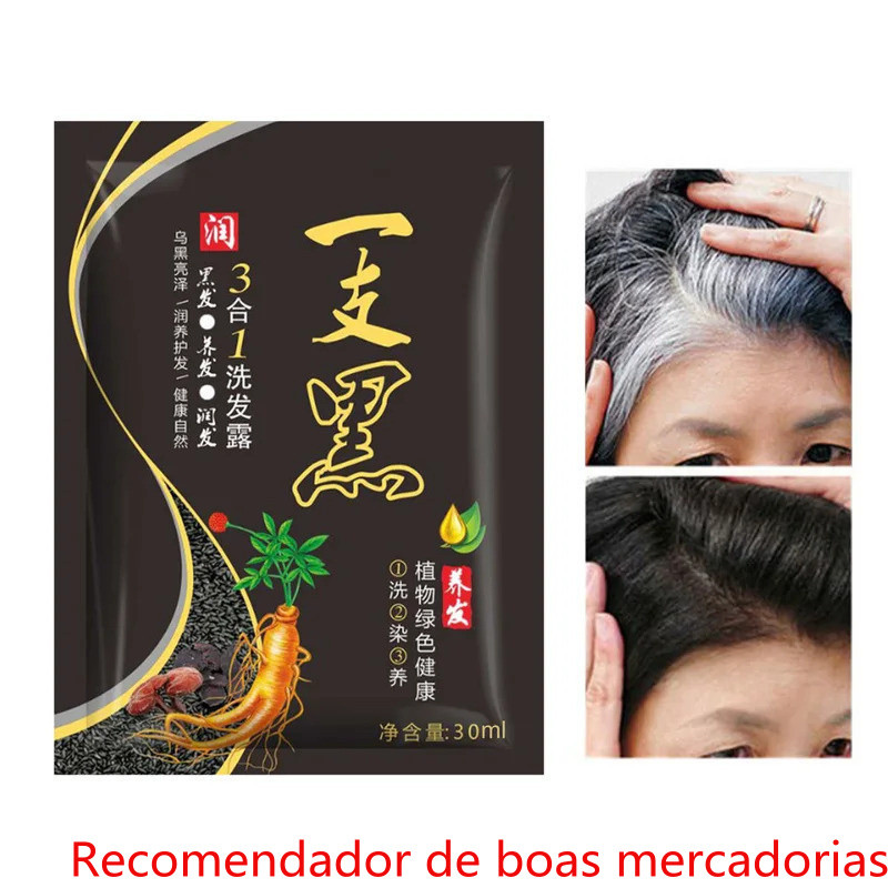 Shampoo que tinge cabelos brancos Extrato de Grama Natural da China 3 ...