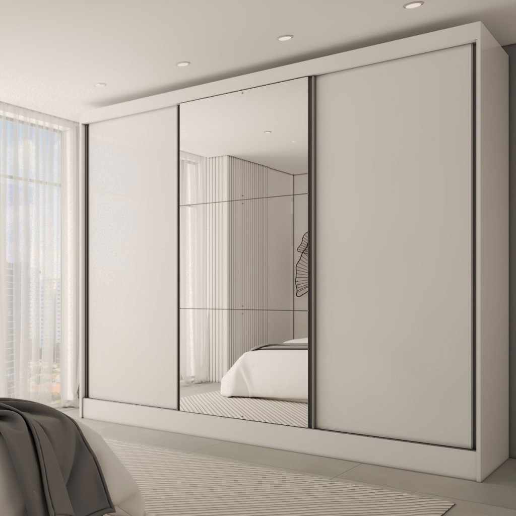 Guarda-Roupa Casal Europa 3 Portas 4 Gavetas 100% Mdf com Espelho - Panorama Móveis