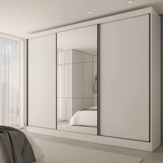 Guarda-Roupa Casal Europa 3 Portas 4 Gavetas 100% Mdf com Espelho - Panorama Móveis