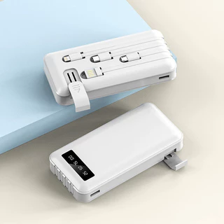 Power Bank Portátil 20000mAh com 4 Cabos Carregador Universal para Celular, Mundial FLASH