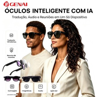 Óculos Inteligente W‑AI3 com Câmera 8MP-Gravação de Vídeo 1200P-Áudio Open‑Ear Bluetooth-IA de Voz-Transcrição de Áudio