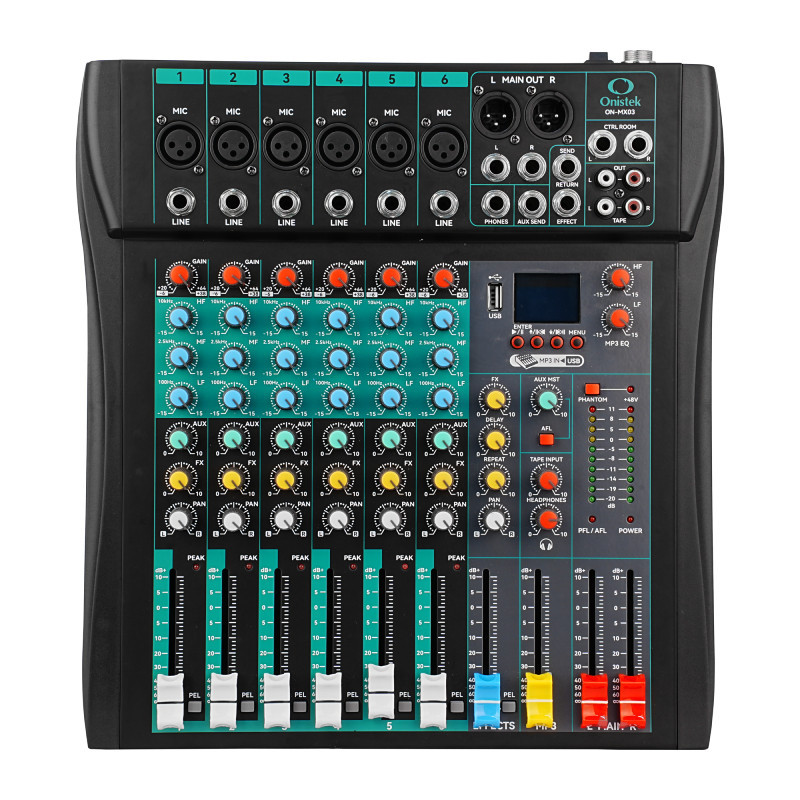Mesa de Som 6 Canais Compacta Efeitos Phantom Power Onistek ON