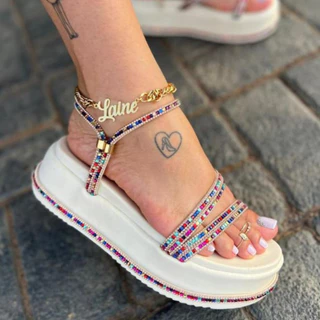 Sandália papete Feminina Plataforma Flatform Tratorada