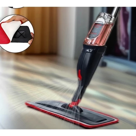 Mop Spray 380ml com Reservatório, Cabo em Aço Inox e Refil de Microfibra Lavável