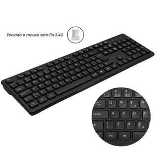 Teclado Sem Fio 2.4G ABNT2 Padrão Brasileiro USB Receptor Nano Para PC Notebook