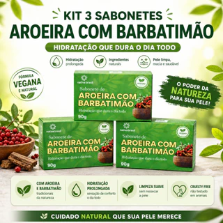 Kit 3 Sabonetes de Aroeira com Barbatimão 90g – Hidratação Natural e Cuidado Diário