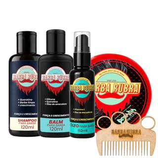 Barba Rubra - Kit Shampoo, Balm, Óleo Para Barba e Pasta